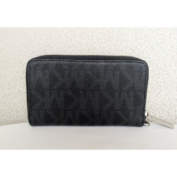 Michael Kors MK Signature Fulton Zip Around Multifunction Clutch Wallet Black - Picture 2 of 12